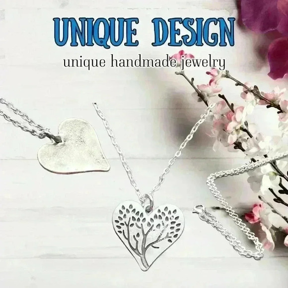 Tree of life heart necklace bohemian jewelry silver tone - Picture 2 of 9